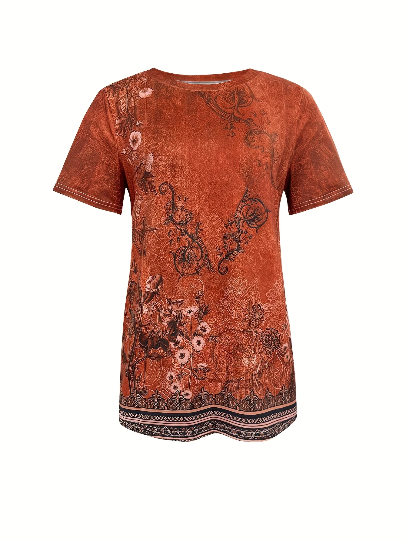 Women's Tee - Vintage Floral Lace Pattern Graphic, Elegant Retro Print Design for Casual Daily Wear - Image 6
