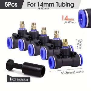 Brass Misting Nozzle with Tee Adapter Adjustable Atomizer Sprayer Outdoor Garden Irrigation Watering 6/8/10/12/14/16mm PE Tubing