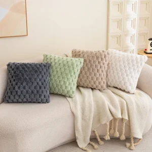 Pack of 2 artificial fur plush luxurious decorative throw pillow cover, for sofa, living room, and car interior（no pillowcore） ﻿