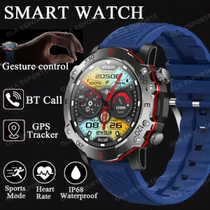 New Outdoor Military Dual-Band GPS Military Smart Watch 5ATM Waterproof Heart Rate Sleep Monitor Bluetooth Calls Smart Watch Men