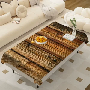Beautiful Wood Rectangular Tablecloths Washable Wedding Party Kitchen Dining Living Room Birthday Decoration Table