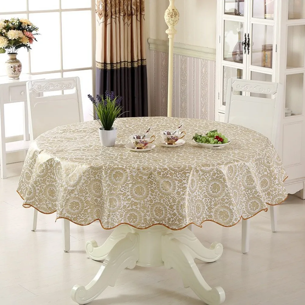 1pc PVC Round Table Cloth 152cm 180cm For 4/6 Seaters New Year Dining Table Cover Waterproof Oilproof Floral Printed Tablecloths - الصورة 7