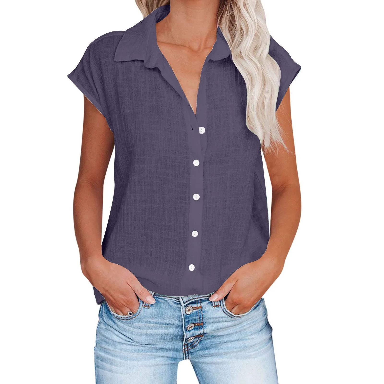 Summer Solid Cotton Linen Shirt Women's Clothing Casual Short Sleeve Tops Tee Ladies T-Shirts Blusas Thin Loose T Shirt Woman - Image 12
