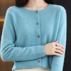 Long Sleeve 100% Merino Wool Sweaters Spring Autumn Women O-Neck Knitwear Tops Clothing Fashion Basic Tops