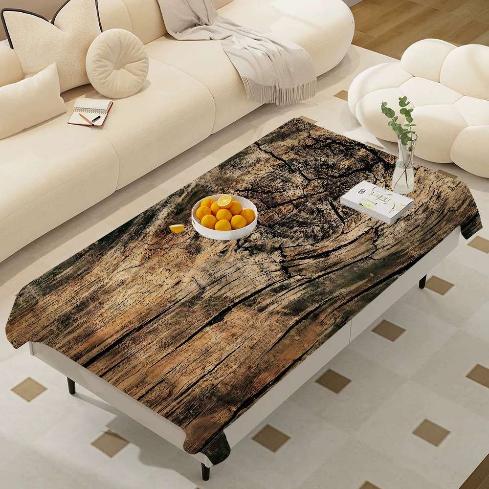 Beautiful Wood Rectangular Tablecloths Washable Wedding Party Kitchen Dining Living Room Birthday Decoration Table - الصورة 17