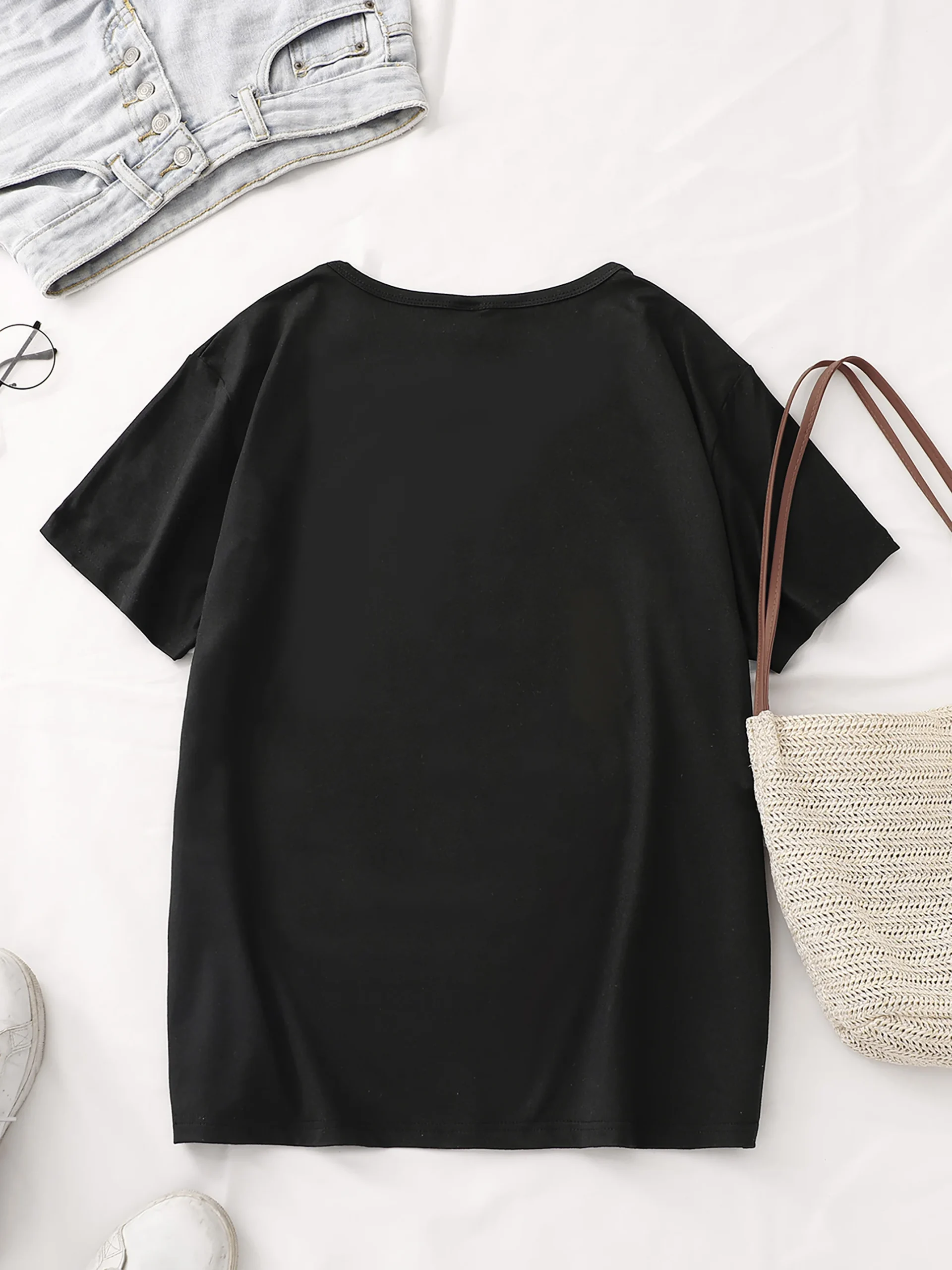 Women's Sporty Casual Striped Bear Print T-Shirt - Breathable Moisture-Wicking Lightweight Soft Round Neck Short Sleeve Top - Image 4