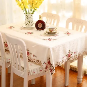 Table Cloth Table Cover Lace European Garden Elegant Embroidered Dining TableCloth Flower Peony Chair Cover Wedding Dust Cover