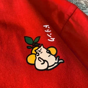 Cute Japanese Cat Print Oversized T-shirt Women Men Short Sleeve Loose Casual Tee Shirt Streetwear Tops Cotton Harajuku Clothing