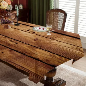 Beautiful Wood Rectangular Tablecloths Washable Wedding Party Kitchen Dining Living Room Birthday Decoration Table