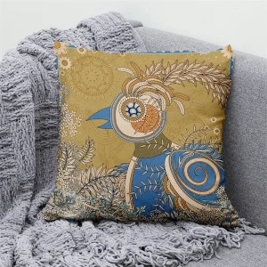 Lucky Cat Japanese Style Sofa Bed Decorative Pillow Cover Home Decor Mount Fuji Art Cushion