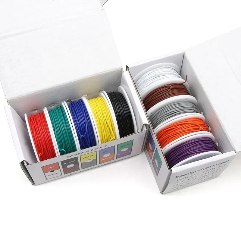 (5 Colors Mix Kit)UL1007 Wire PVC Insulation Tinned Copper Cable Stranded Electrical Line 30/28/26/24/22/20/18/16 AWG PCB Wire - الصورة 5