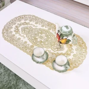 Vintage Lace Embroidered Oval Tablecloth for Wedding Party Home Tea Table Mats Kitchen Decoration Waterproof PVC Table Cloth
