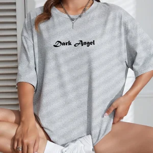 Dark Angel Wing Hot sale Graphic Printed T-Shirts For Women Loose Oversized Clothing Hip Hop Street Tshirt Cotton Short Sleeves