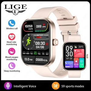 LIGE 2.01” HD Screen Custom Watch Face Smart Watch Women Waterproof Sport Ladies Watches BT Call Health Monitor Women Smartwatch