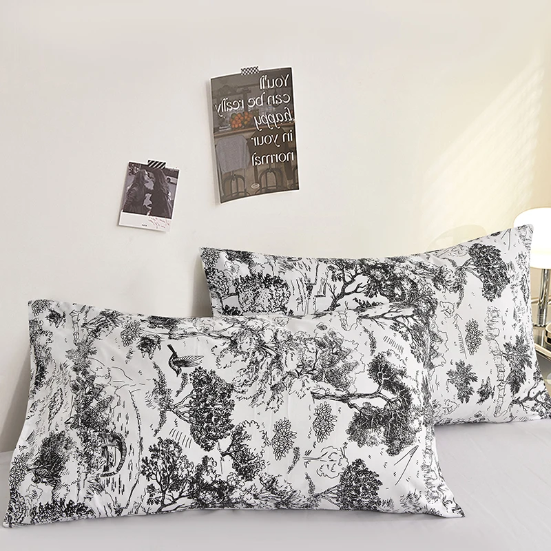 Printed Pillow Cover 2pcs Pillowcase 48x74cm Pillow Sham for Home Bed Pillowslip Rectangle Cushion Cover funda almohada - الصورة 4