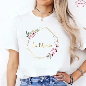 French Girls Team Future Bride T-shirt Wreath Graphic Tees Bridal Wedding Tops Single Farewell Bachelorette Party EVJF Tshirt