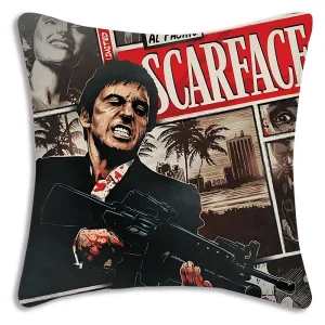 Hot Classic Movie Scarfaces Pillow Covers Cartoon Sofa Decorative Home Double-sided Printing Short Plush Cute Cushion Cover