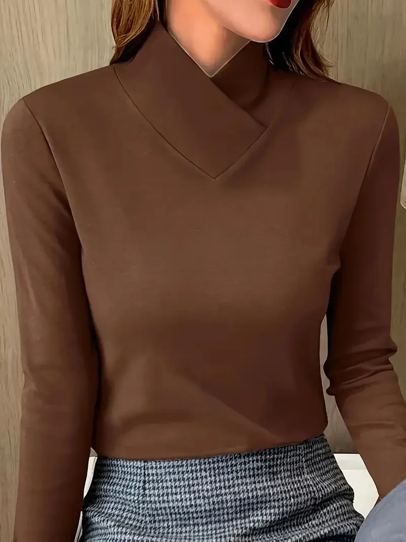 Autumn/winter women's casual long-sleeved high-neck T-shirt - Image 2