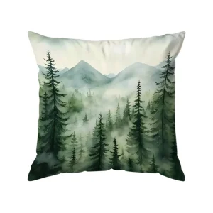 Home Decor Misty Forest And Mountain Pattern Pillowcase Pattern Cushion Cover Suitable For Sofa Bedroom Car Pillow Cover