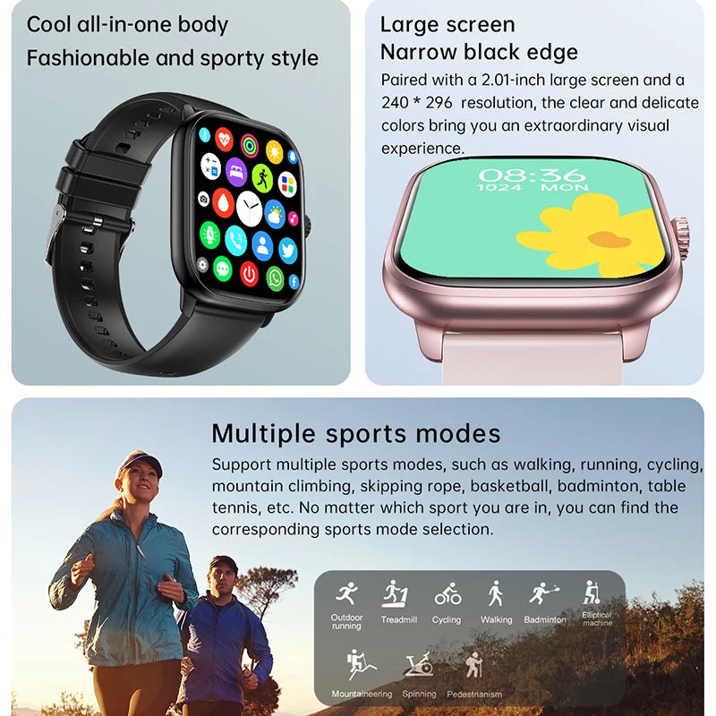 Smart Watch 2024 Bluetooth Call Music Smart Watches For Men 2.01" Full Touch Dial Fitness Tracker Waterproof Smartwatch - Image 4