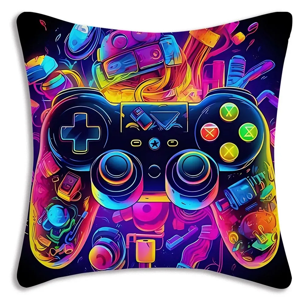 Cool game handle printed pillowcase, bedroom room decoration, game hall sofa chair cushion cover, decoration - الصورة 4
