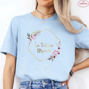 French Girls Team Future Bride T-shirt Wreath Graphic Tees Bridal Wedding Tops Single Farewell Bachelorette Party EVJF Tshirt