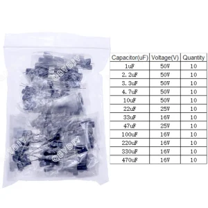 Electrolytic Capacitors Assortment Kit 16V 25V 35V 50V 1uf 2.2uF 3.3uF 4.7uF 10uF 22uF 33uF 47uF 100uF 220uF 330uF 470uF 1000uF