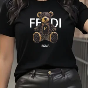 summer Graphic T-Shirt Short Sleeve Crew Neck with Soft Comfortable Spring Women's Light Blue Casual Teddy Bear