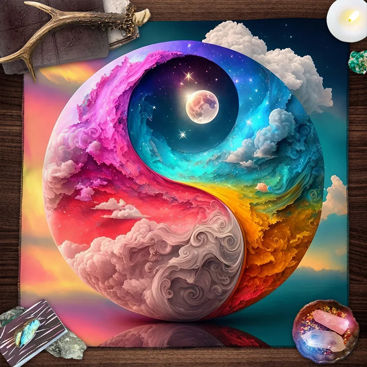 Tarot Card Tablecloth Altar Cloth Moon Planets Tarot Tablecloth For Spread Tarot Reading Waterfall Scenery Wall Decor Tapestry - Image 7