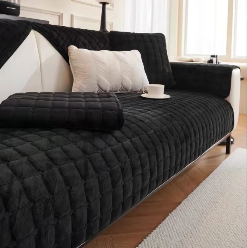 Flannel Sofa Cushion General Non-Slip Thickened Warm Living Room Sofa Backrest Cover Plush Plaid Seat Cushion Sofa Armrest Towel - الصورة 10