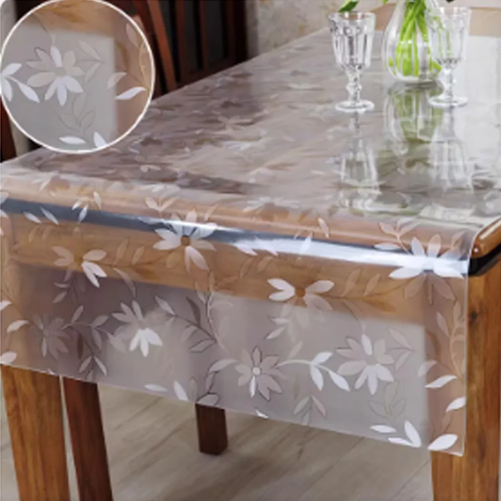 Thickened 1.0mm transparent cosmos PVC tablecloth waterproof table cover oil-proof kitchen custom soft glass protection mat - Image 5