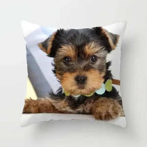 Cute Dog Print Pillowcase Bedroom Sofa Waist Cushion Cover Yorkshire Bichon Yorkshire Decoration Car Decorative Cushion