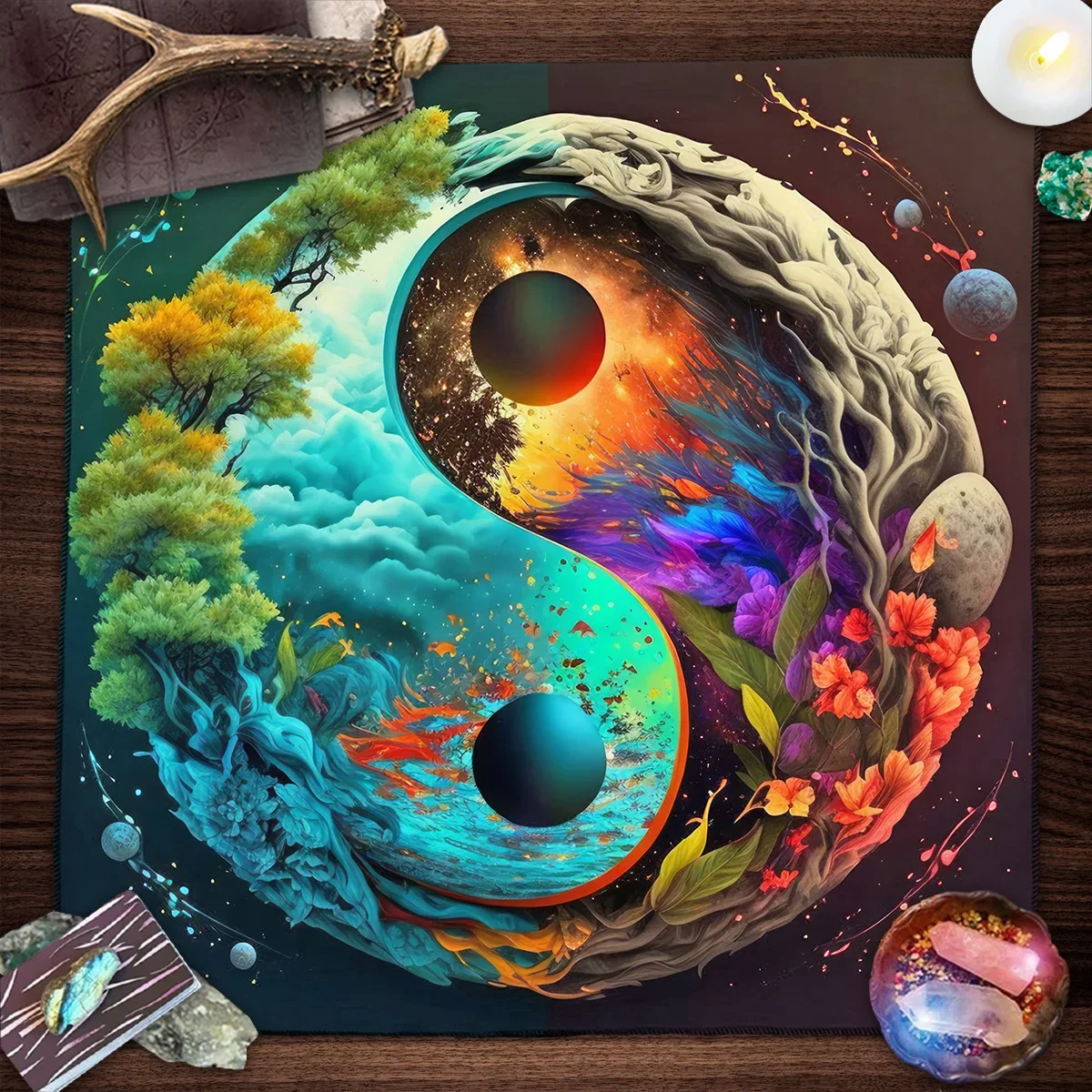 Tarot Card Tablecloth Altar Cloth Moon Planets Tarot Tablecloth For Spread Tarot Reading Waterfall Scenery Wall Decor Tapestry - Image 10