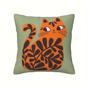 Home Decor Cute Cats With Floral Patterns Pillow Covers Pattern Cushion Cover Suitable For Sofa Bedroom Car Pillow Cover