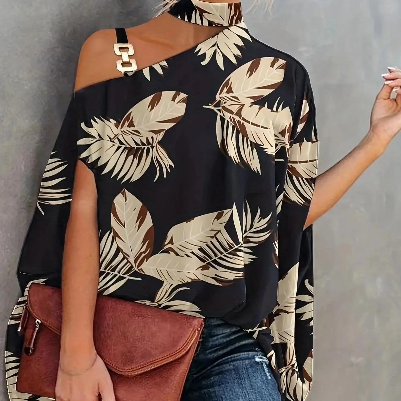 Casual Loose Women's Blouse Fashion Batwing Sleeve Print O-neck Shirts Top 2024 Spring Summer Office Lady Blouses Elegant Tops - Image 5
