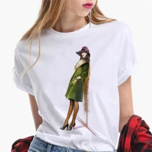 Paris Girl Europe and America Fashion Loose Ins White Short-sleeved T-shirt Woman Graphic T Shirts Harajuku Women Clothes