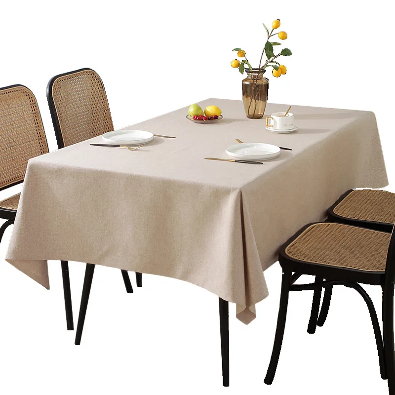 Rectangular Tablecloth Cotton And Linen Tablecloth Waterproof Oil-Proof Solid Color Cover Towel Home Dining Table Decoration - الصورة 2