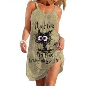 Lady Trend Streetwear Women's A-line Slip Dress Daily Soft Wear Woman Loose Dresses Summer Female Casual Cartoon Clothes Y2K