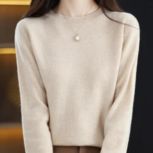 Women 100% Merino Wool Sweater O-Neck Long Sleeve Cashmere Knitwear Pullover Aliselect Fashion Autumn Winter Clothing Tops