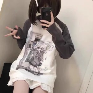 Japanese Woman Clothing With Removable Sleeve T-shirts Short Long Sleeve Female Clothing 2000s Summer Spring Kawaii y2k Clothes