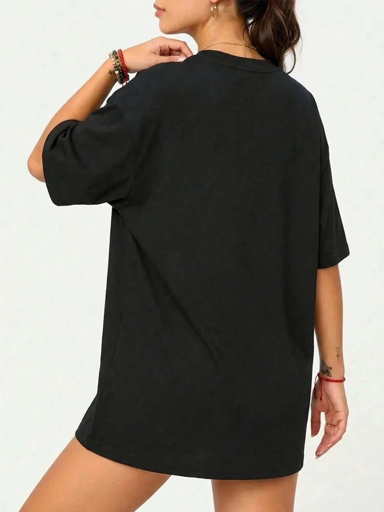 2026 Spring Summer Women's Casual T-shirts High Quality 100% Cotton Soft O-neck Tees Female Home Outdoor Comfort Pure Color Tops - الصورة 4