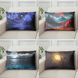 Internet-Famous Moon Pillow with Starry Night Scene, Single-Sided with Core, Pillowcase, Cushion Cover