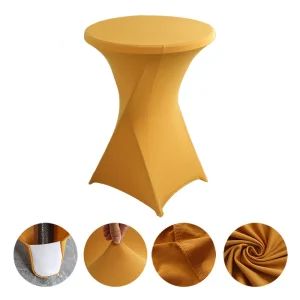 Creative Simple Style Solid Color Polyester Round Banquet Elastic Table Set Hotel Wedding Decoration Cocktail Bar Table Set