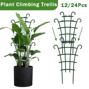 12Pcs Garden Growing Plant Climbing Trellis Potted Vegetable Trellis Reusable Vegetable Support Stake Decorative Plant Pot Cages