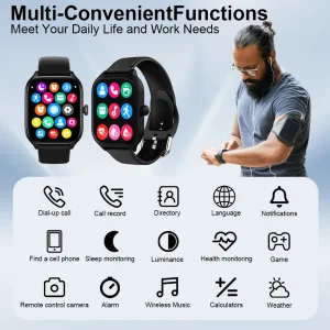 LAXASFIT New Smart Watch 2.01-inch HD Full Touchscreen Sports Fitness Watch Bluetooth Call Smartwatch Men Women Holiday Gift