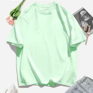 Y2K Woman 100% Cotton T Shirts Solid Color Casual T-Shirt O-Neck Summer Tops For Women Fashion Oversized Female Sportswear