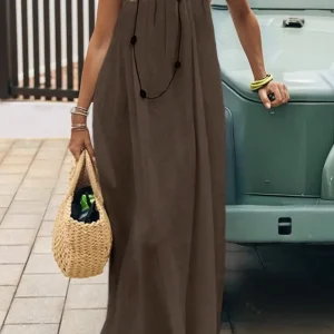 2026 Loose-Fit Spaghetti Strap Dress Women's Casual Homewear Summer Dress Solid-Color Vacation Cool Homewear