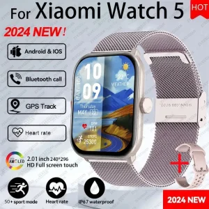 2026 New Global Version Watch 5 Men Women HD AMOLED Screen Heart Rate Bluetooth Call GPS Track Waterproof Sports Smart Watch