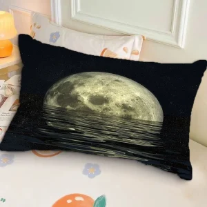 Aesthetic Moonlight Pattern Ins-style Rectangular Pillow | Single-Sided Sofa Pillowcase for Bedroom