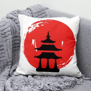 Lucky Cat Japanese Style Sofa Bed Decorative Pillow Cover Home Decor Mount Fuji Art Cushion
